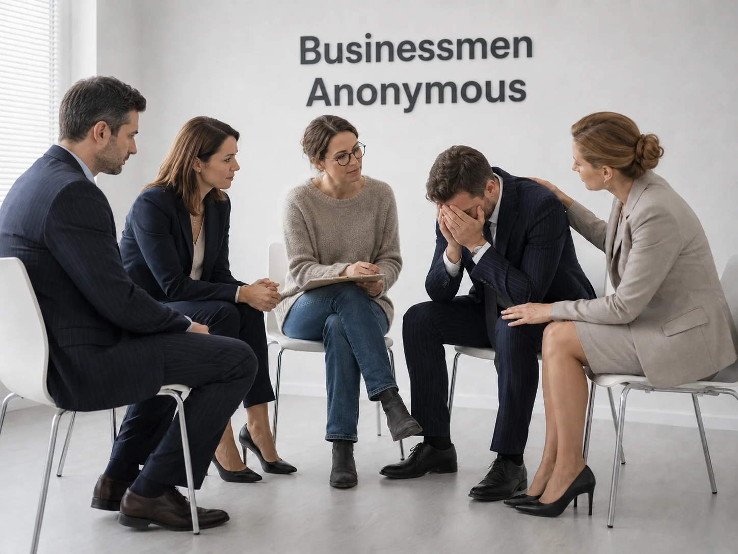A group of businesspeople at a support meeting — the psychology of detail in business